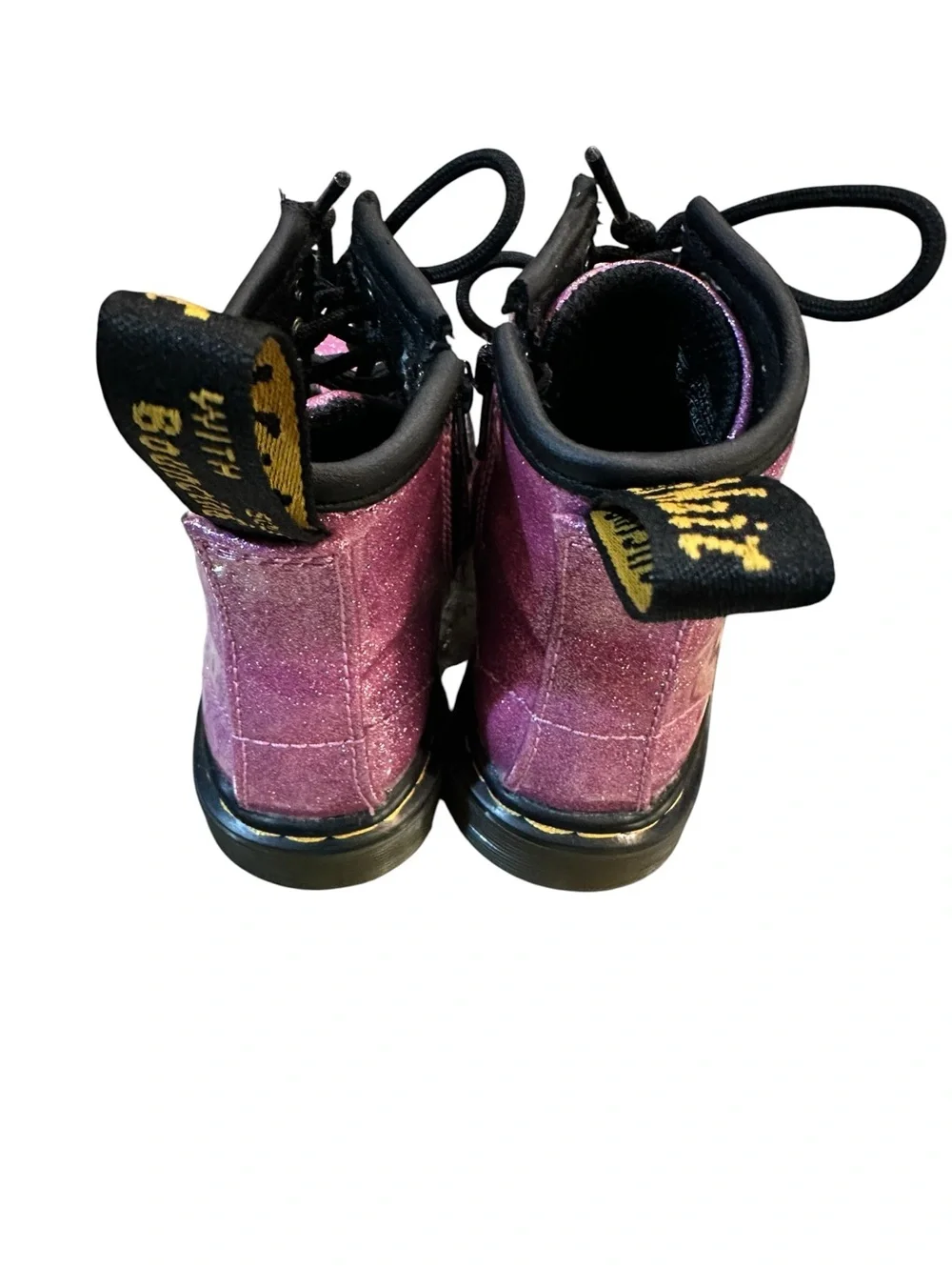 Dr. Martens 1460 Toddler Glitter Boots Pink Sparkle Lace Up Zip Sz 7US 6UK 23EU